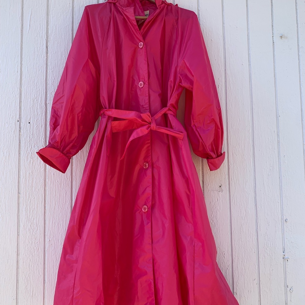 1980s Hot Pink Vintage Womens Rain Coat by Aqua Sheen size Small
